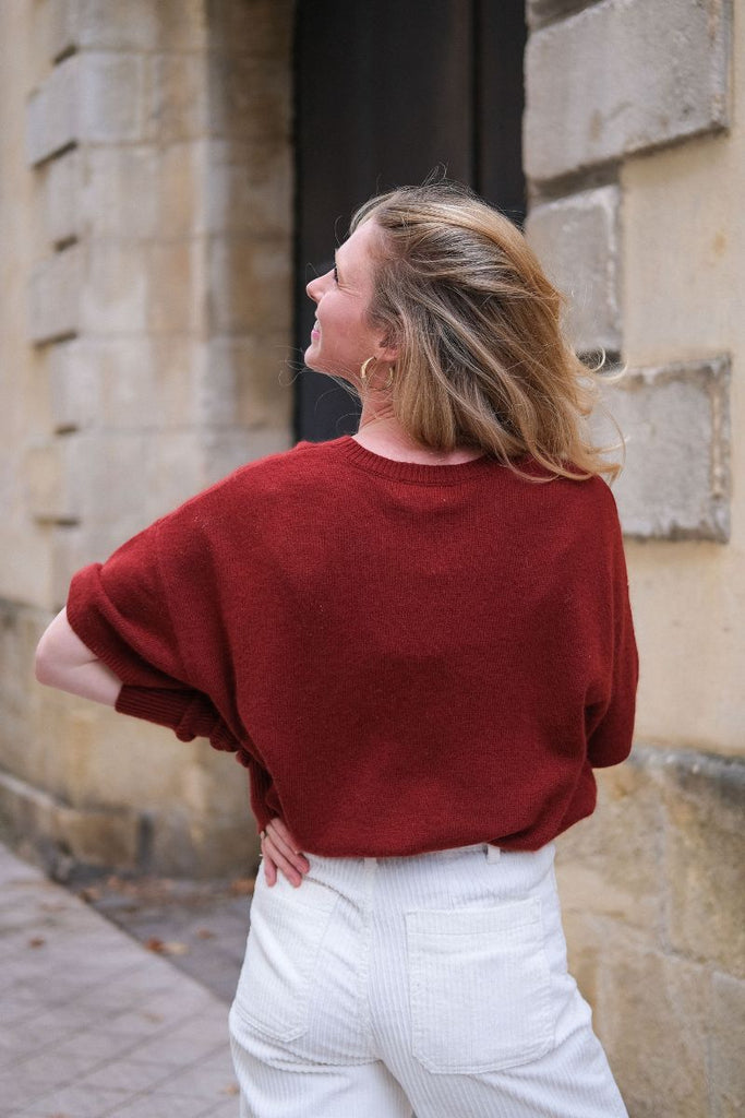 Pull Mina, couleur bordeaux, marque See U Soon