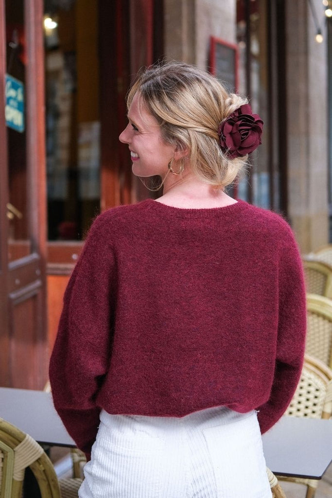Pull Rania, couleur bordeaux, marque Orfeo