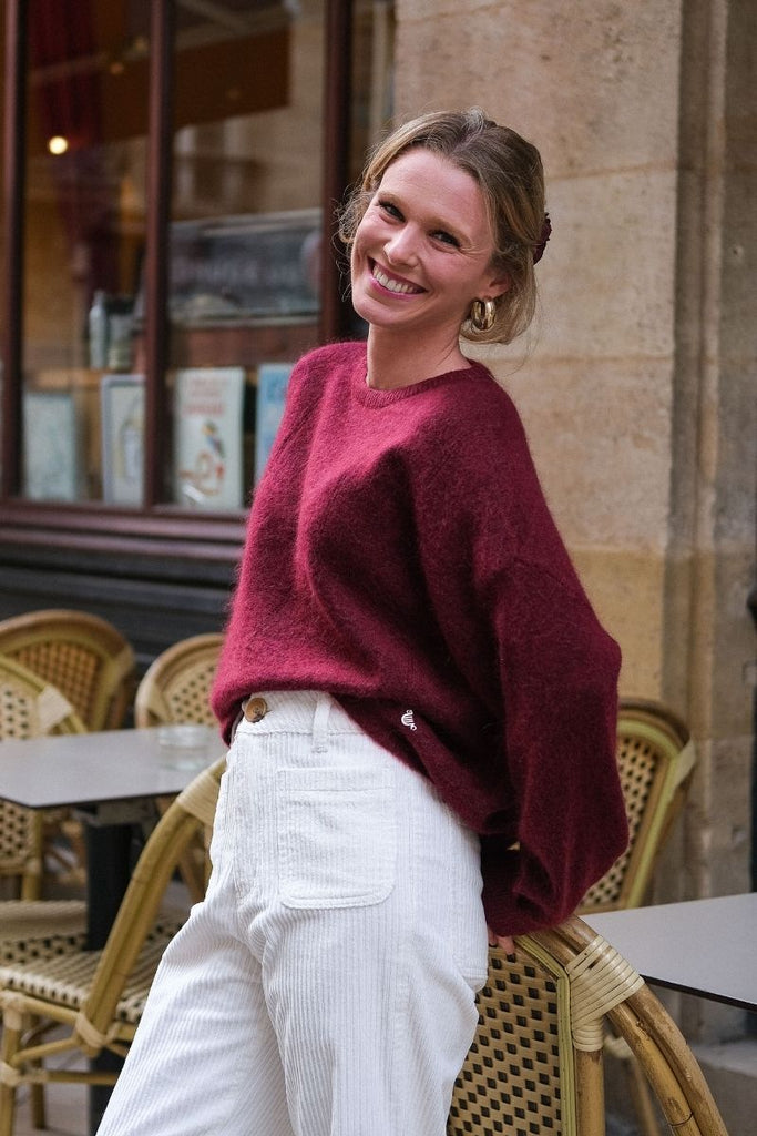 Pull Rania, couleur bordeaux, marque Orfeo