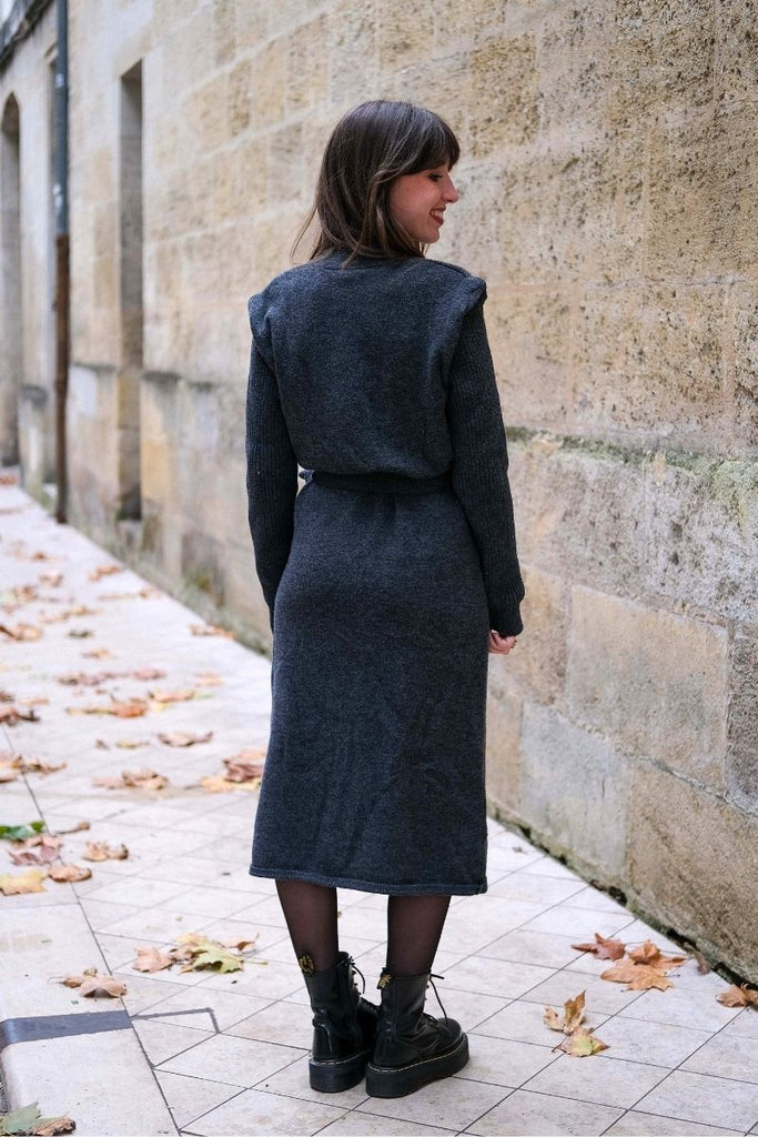 Robe Objaki, couleur gris foncé, marque Object