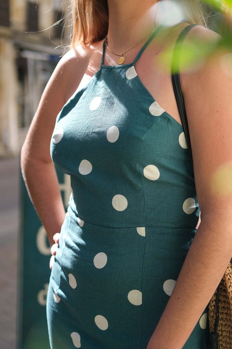 Robe Wyella, couleur vert, marque Grace & Mila, coupe ajsutée
