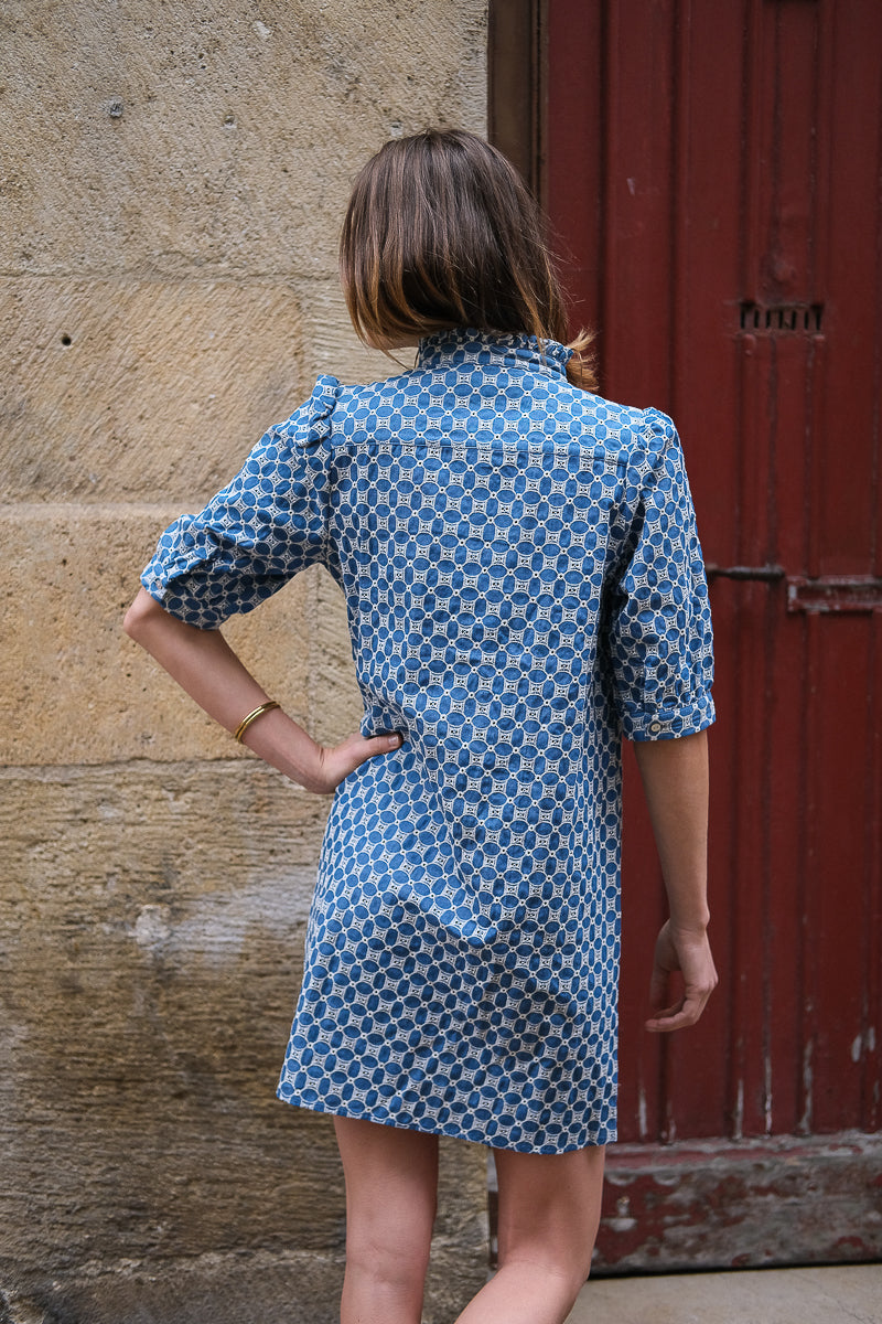 Robe Ocearia, couleur bleu, marque Artlove, matière broderies