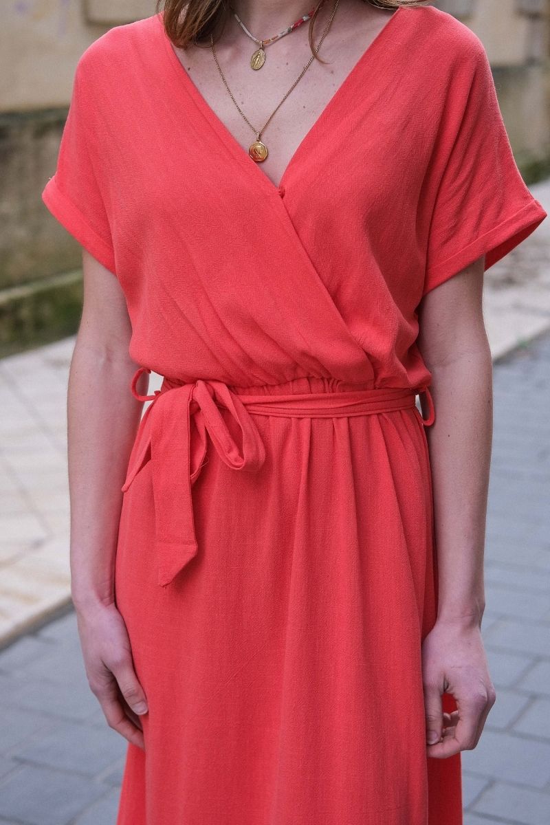 Robe Pollen, couleur corail, marque Grace & Mila, robe longue