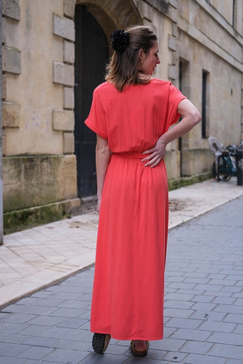 Robe Pollen, couleur corail, marque Grace & Mila, robe longue