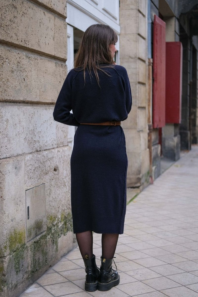 Robe pull Ihdasila, couleur marine, marque Ichi