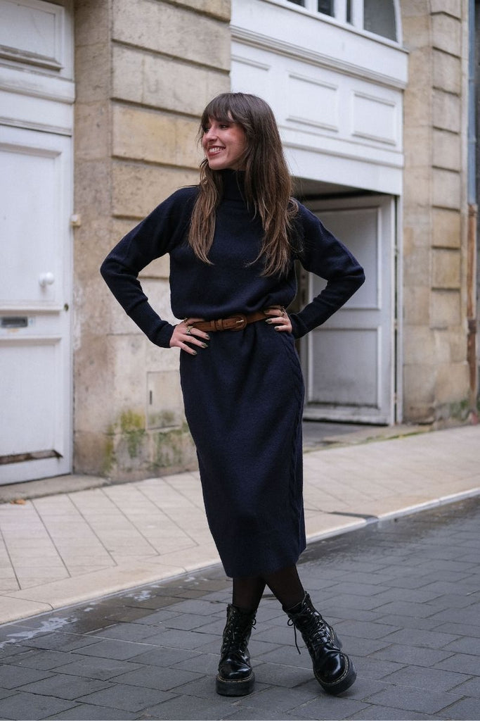 Robe pull Ihdasila, couleur marine, marque Ichi