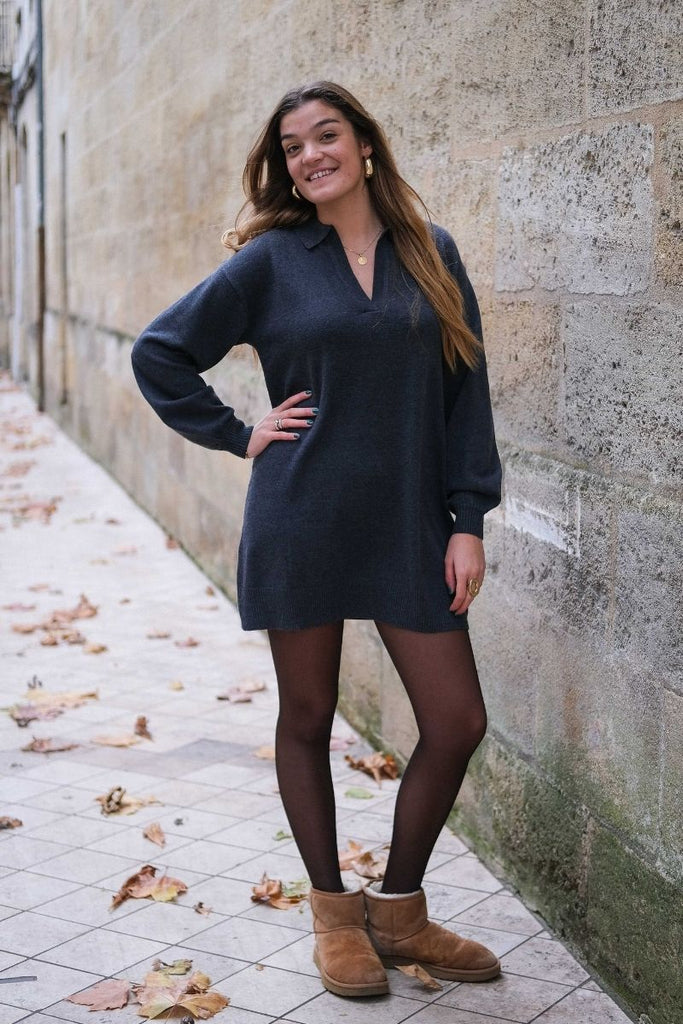 Robe pull Biba, couleur gris foncé, marque Garance
