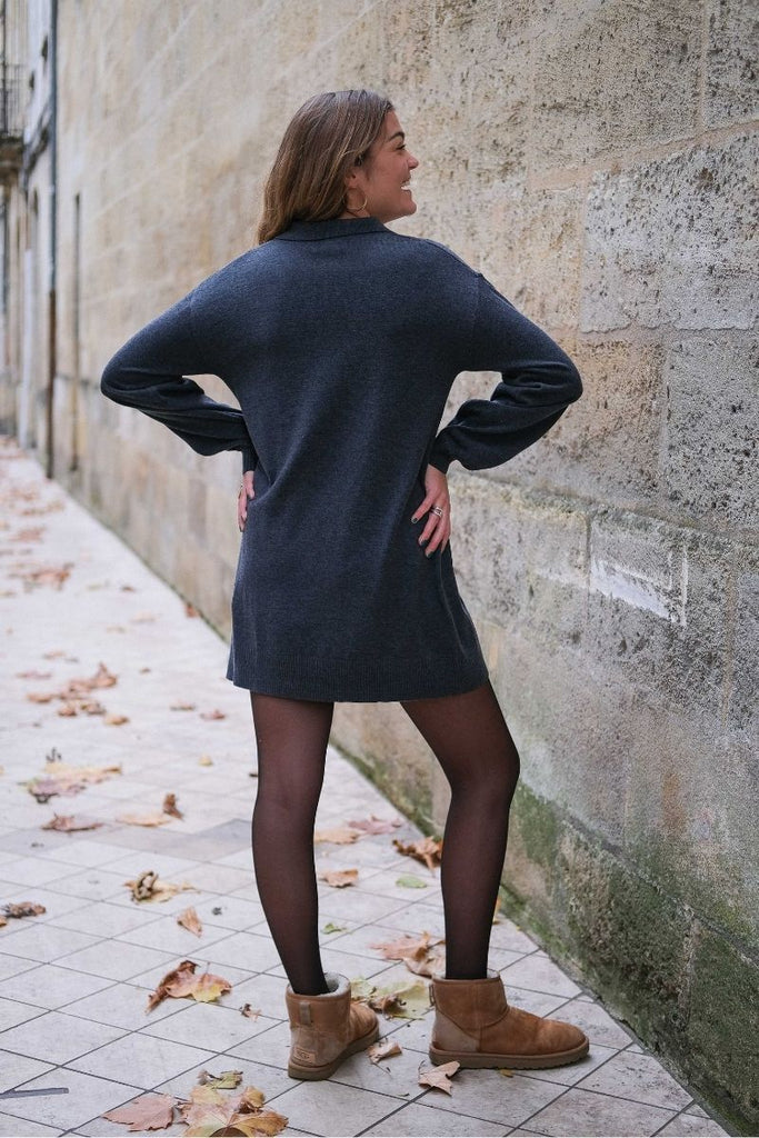 Robe pull Biba, couleur gris foncé, marque Garance