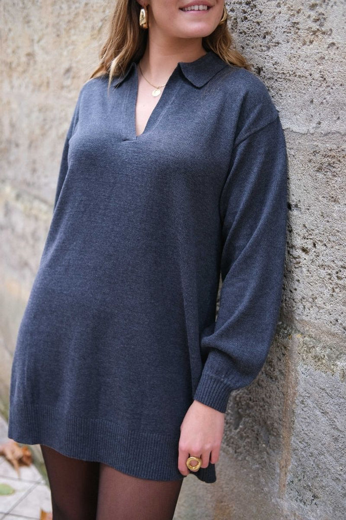 Robe pull Biba, couleur gris foncé, marque Garance