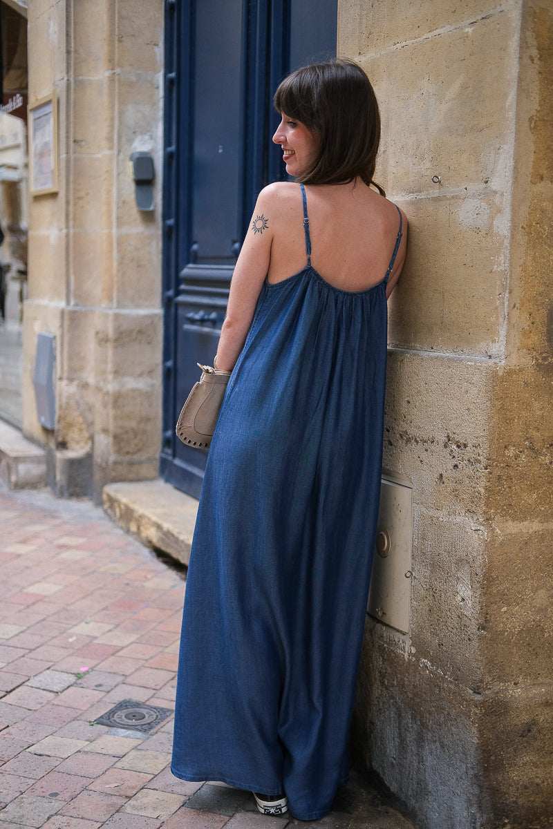 Robe longue Vitevira, couleur bleu, marque Vila