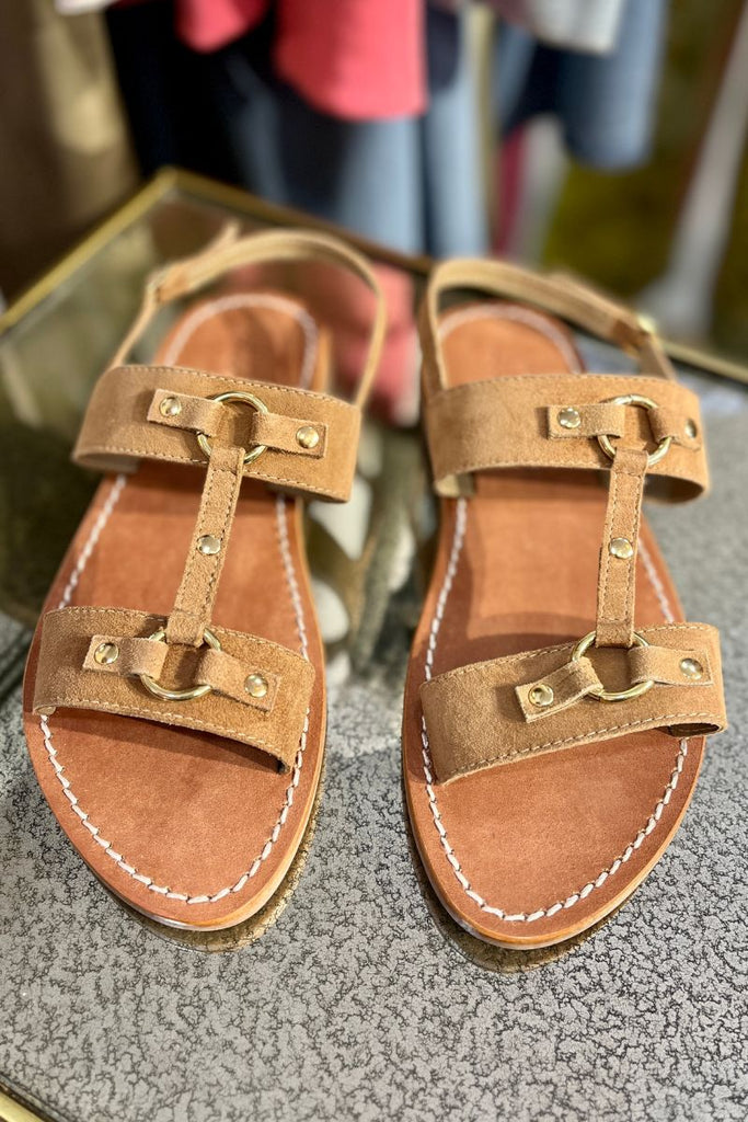 Sandales Anya, couleur taupe, matière cuir, marque Atelier Tropezien