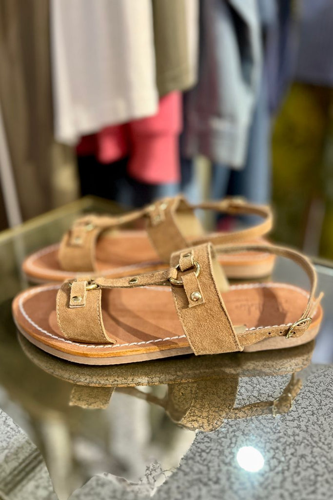 Sandales Anya, couleur taupe, matière cuir, marque Atelier Tropezien