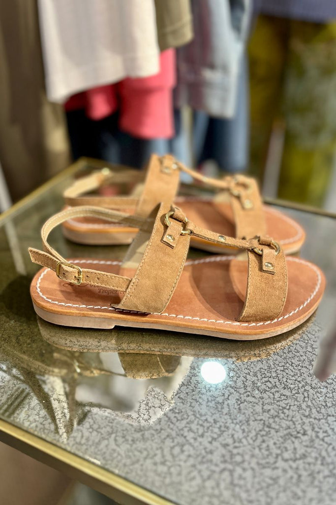 Sandales Anya, couleur taupe, matière cuir, marque Atelier Tropezien