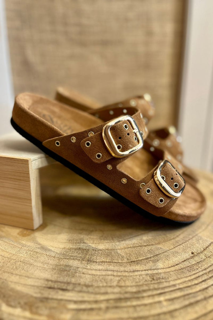 Sandales Lana, couleur camel, double brides