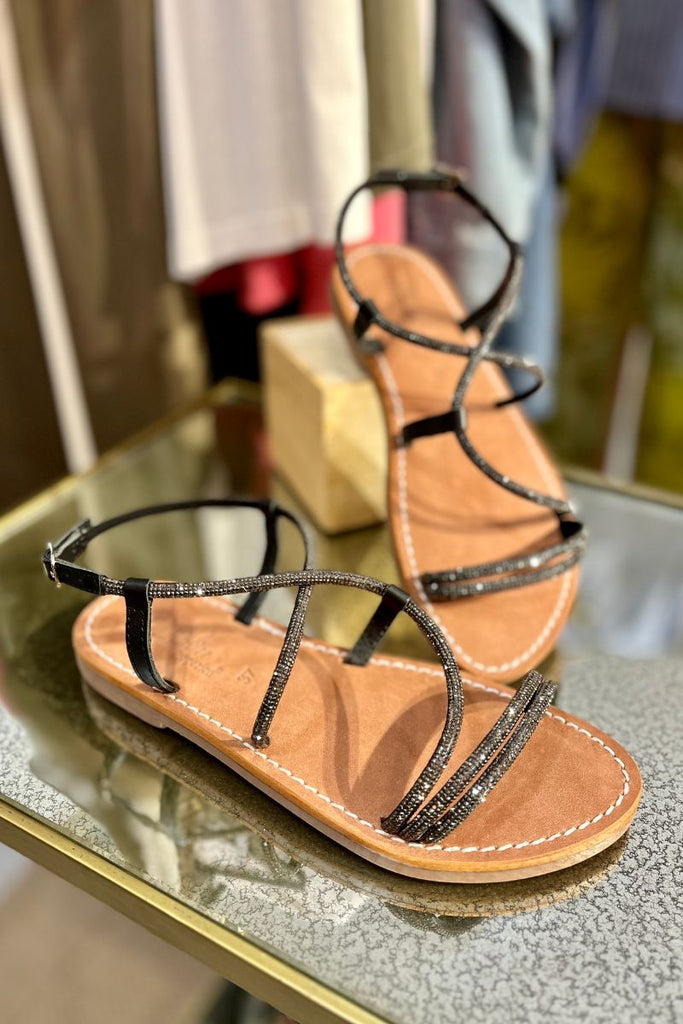 Sandales Mel, couleur noir, matière cuir, marque l'Atelier Tropezien