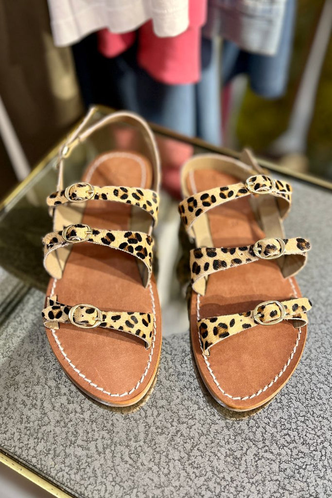 Sandales Téa, couleur léopard, matière cuir, marque Atelier Tropézien