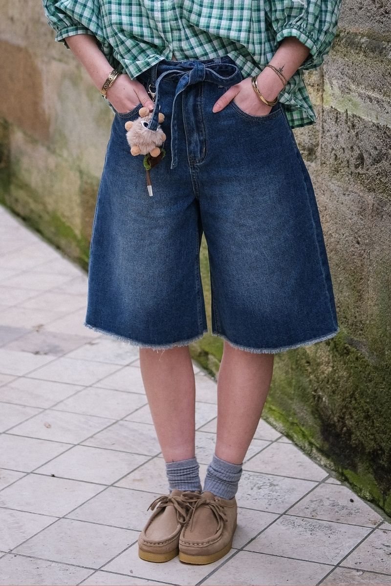 Short Lilo, couleur jean, marque Orfeo, coupe large