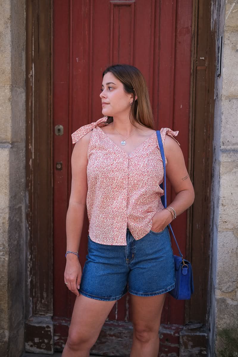 Top Fleuri Rouge