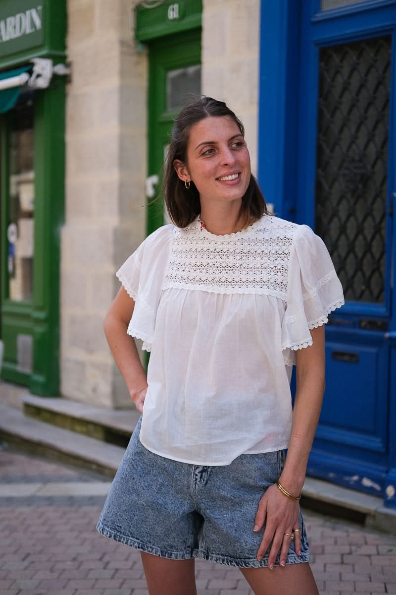 Blouse Crochet Écru