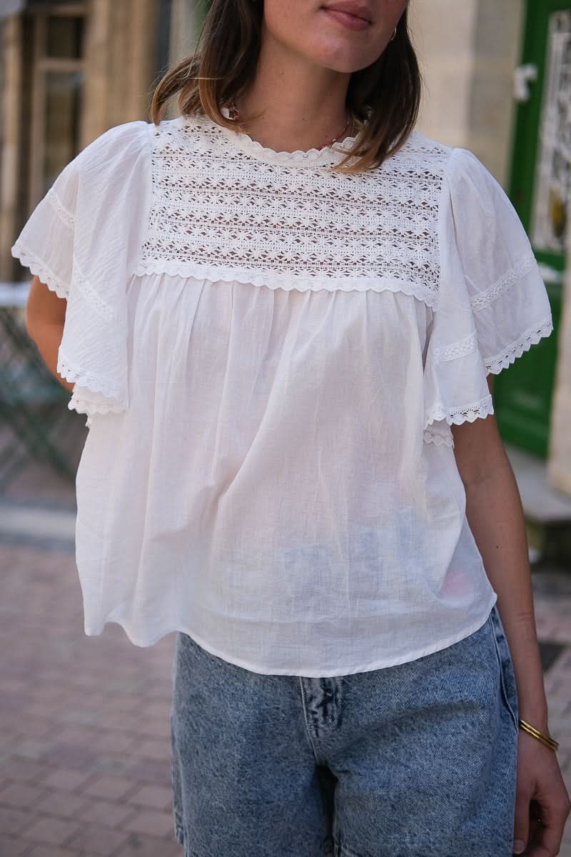 Blouse Crochet Écru