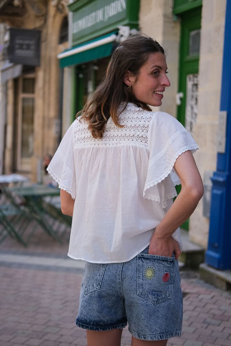 Blouse Crochet Écru