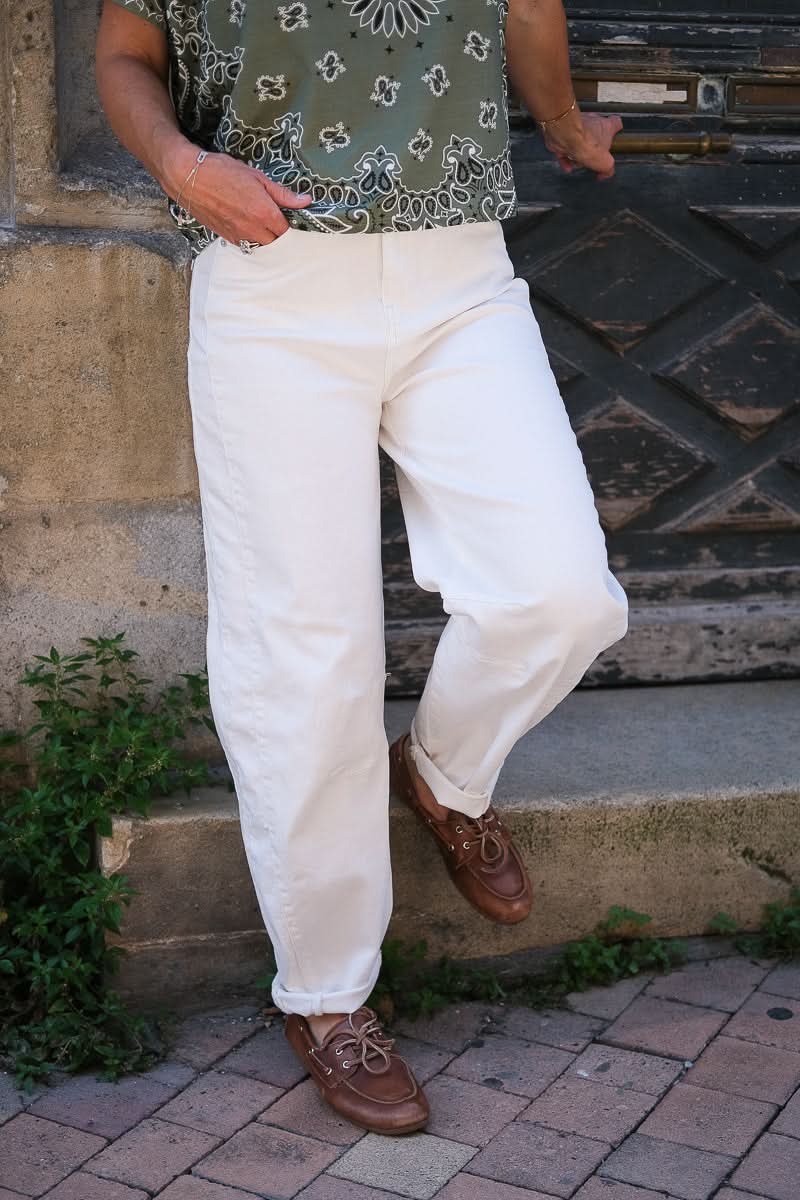 Jean blanc coupe loose