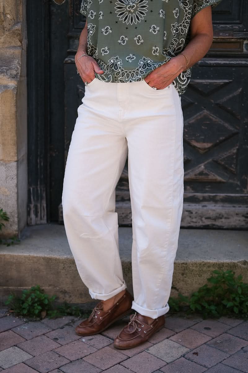 Jean blanc coupe loose