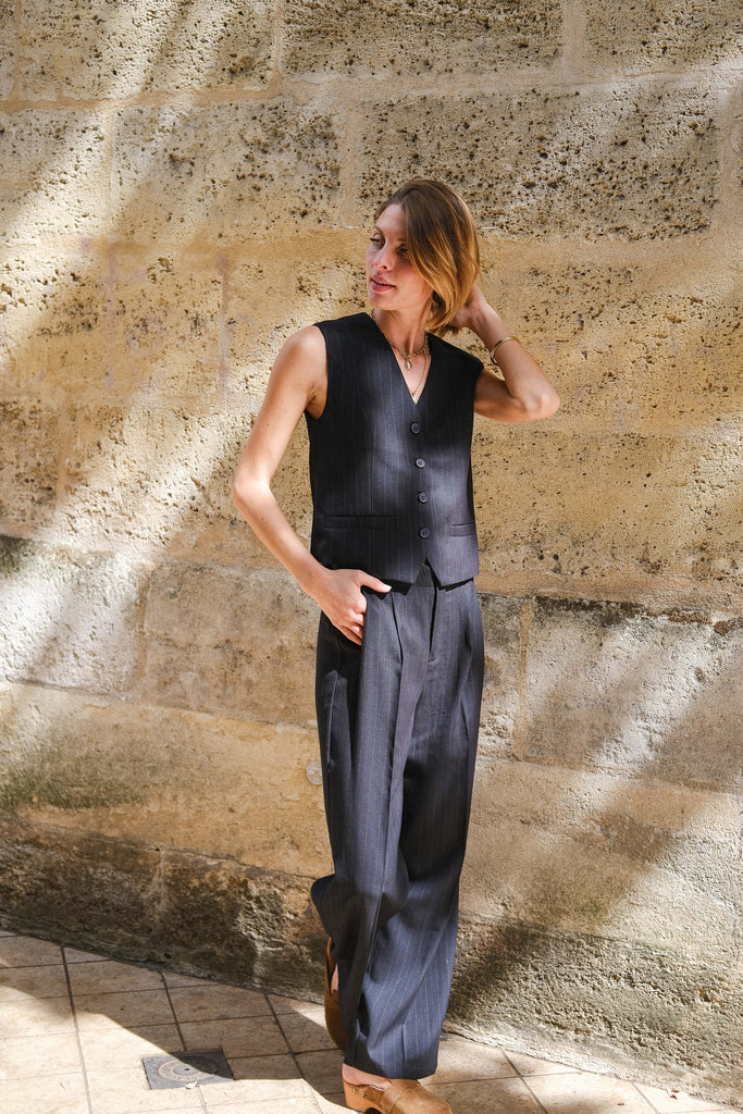Pantalon Paulette, couleur navy, marque See U Soon