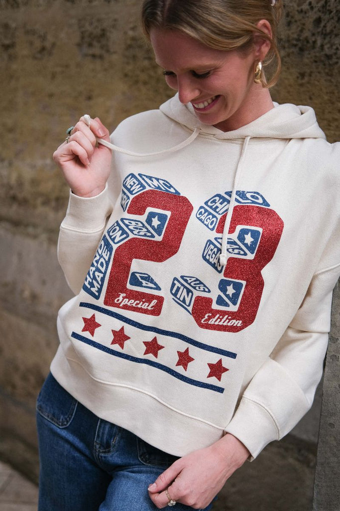 Sweat 23, couleur écru, marque Marcello
