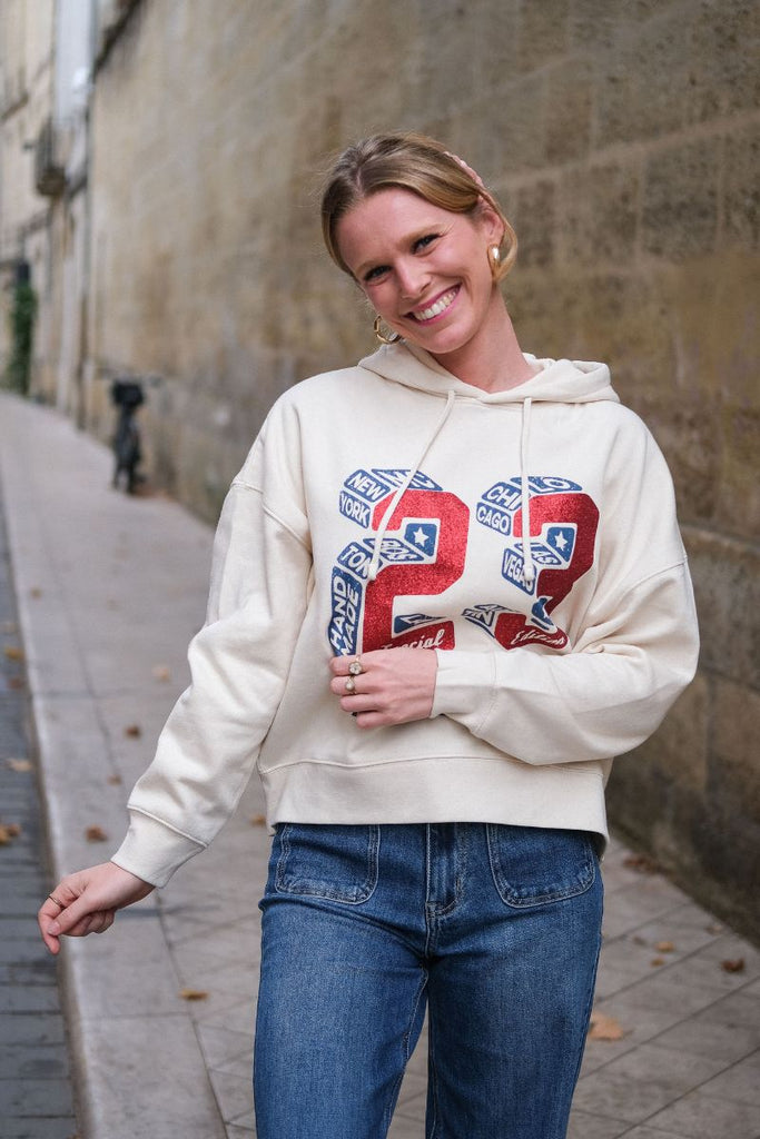 Sweat 23, couleur écru, marque Marcello