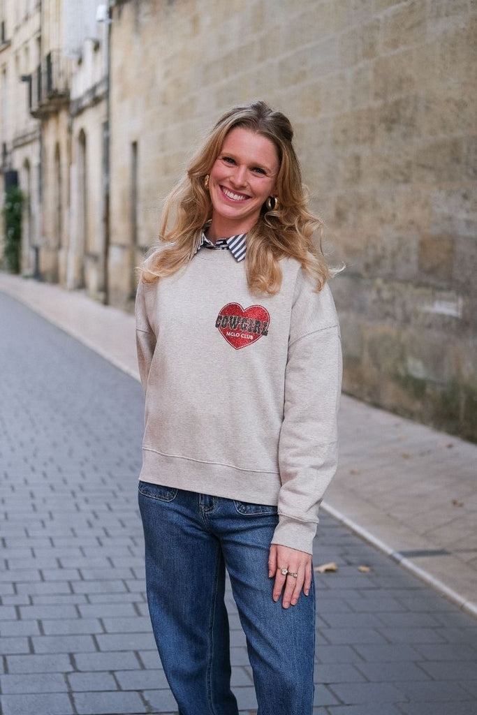 Sweat Cowgirl, couleur écru, marque Marcello