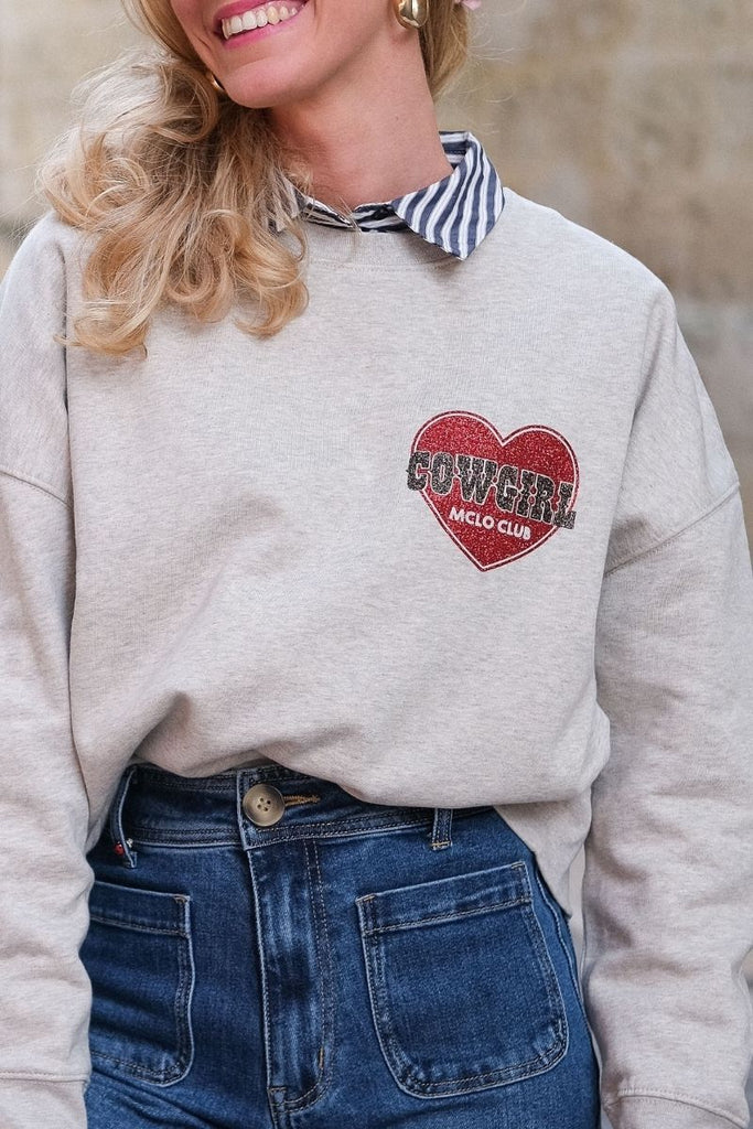 Sweat Cowgirl, couleur écru, marque Marcello