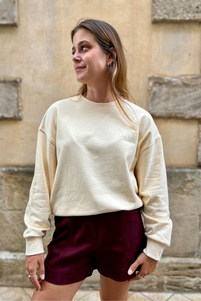 Sweat Positive, couleur beige, marque Grace & Mila, manches longues, encolure ronde