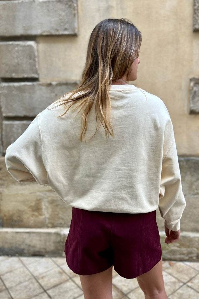 Sweat Positive, couleur beige, marque Grace & Mila, manches longues, encolure ronde