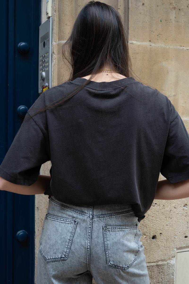 T-shirt Virubie, couleur noir, marque Vila, manches courtes, col rond