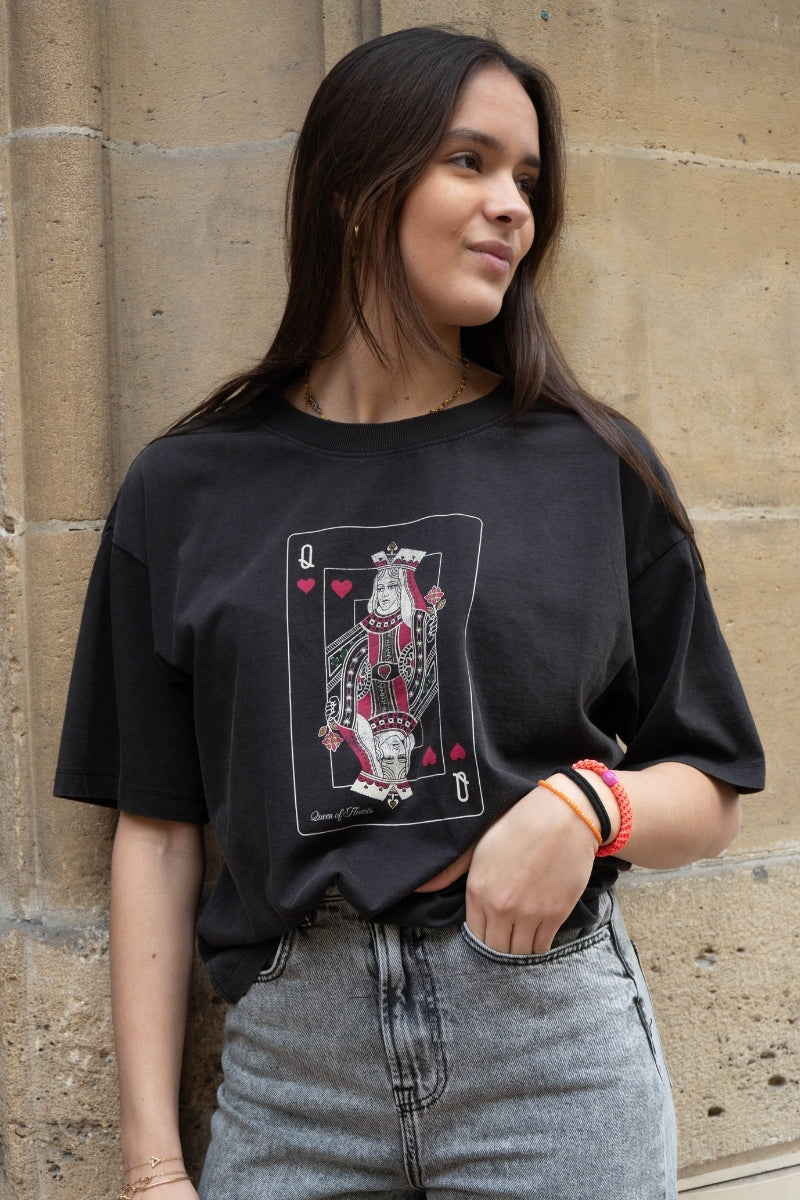 T-shirt Virubie, couleur noir, marque Vila, manches courtes, col rond