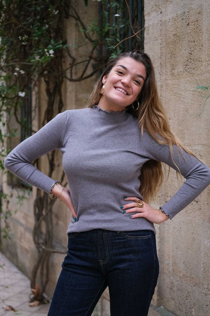 Top Grey, couleur gris, sous pull fin