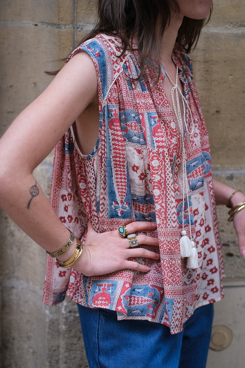 Top Joa, couleur brique, marque See U Soon, sans manches