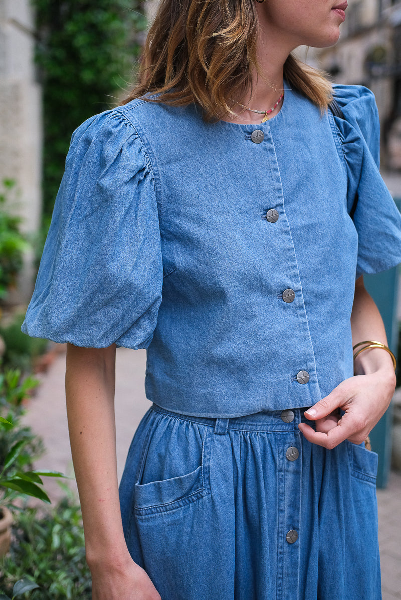 Top Roudelila, couleur jean, marque Vila, matière jean