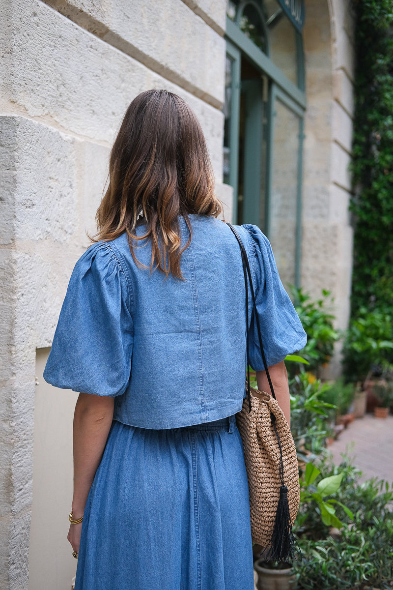 Top Roudelila, couleur jean, marque Vila, matière jean