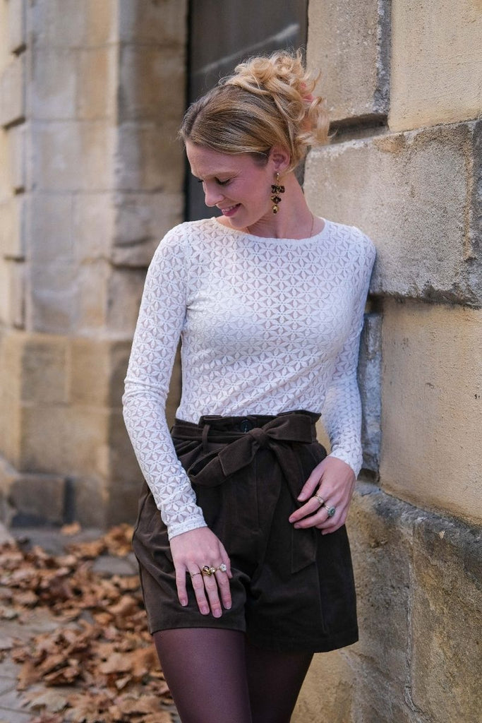 Top Tanguy, couleur écru, marque Grace & Mila, matière dentelles