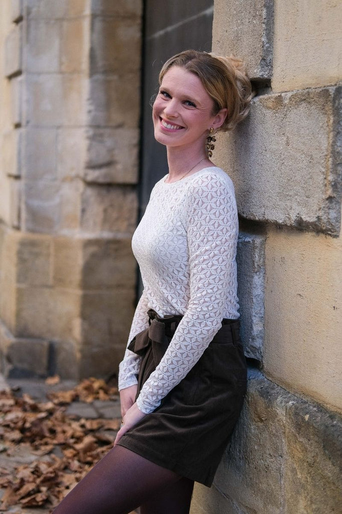 Top Tanguy, couleur écru, marque Grace & Mila, matière dentelles