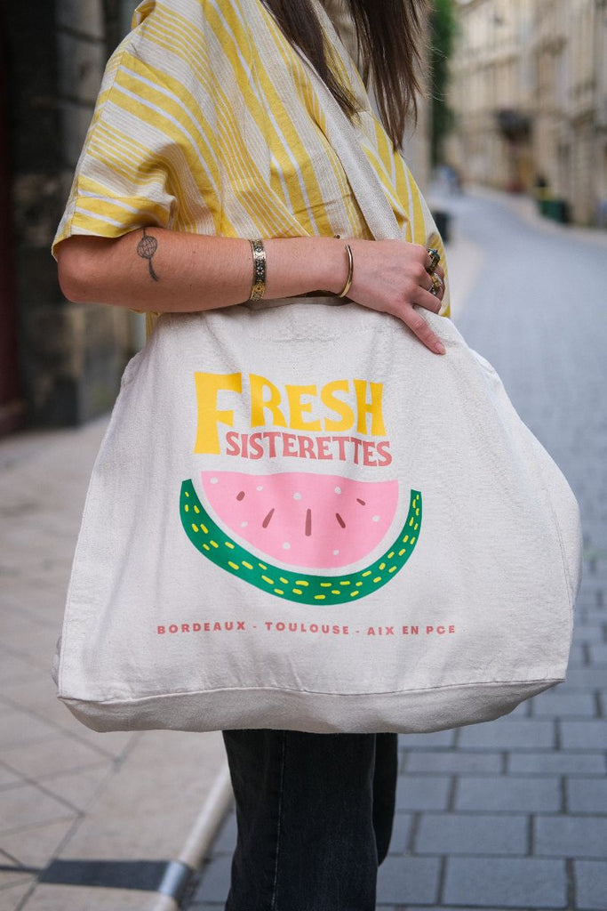 Tote Bag Sisterettes, matière coton, grandes anses