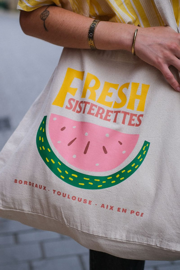 Tote Bag Sisterettes, matière coton, grandes anses