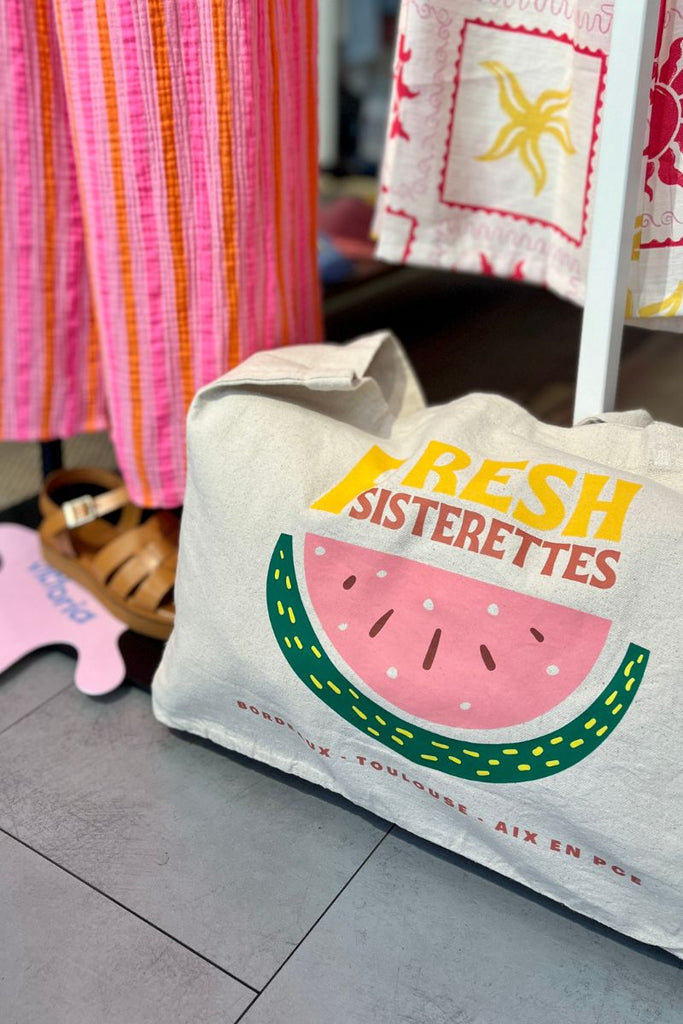 Tote Bag Sisterettes, matière coton, grandes anses