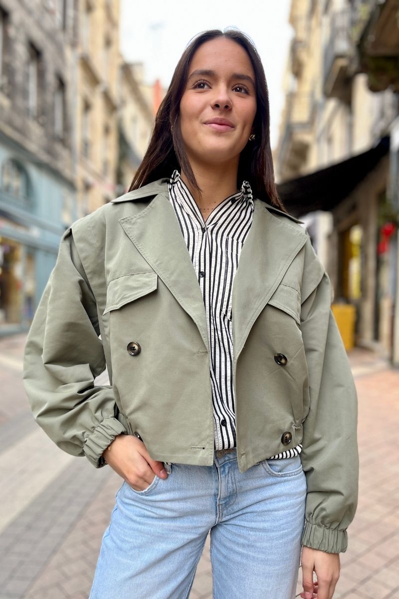 Veste Ihgezavo, couleur celadon, marque Ichi, veste courte et cintrée
