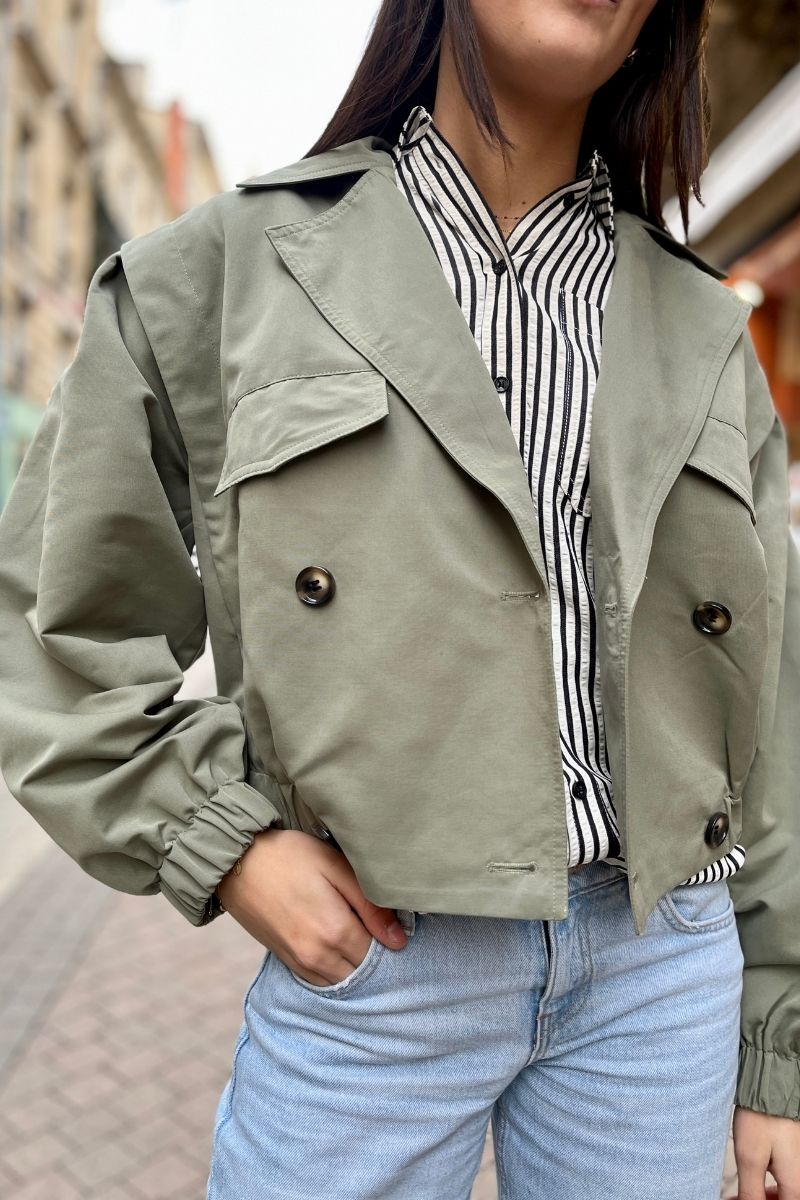Veste Ihgezavo, couleur celadon, marque Ichi, veste courte et cintrée