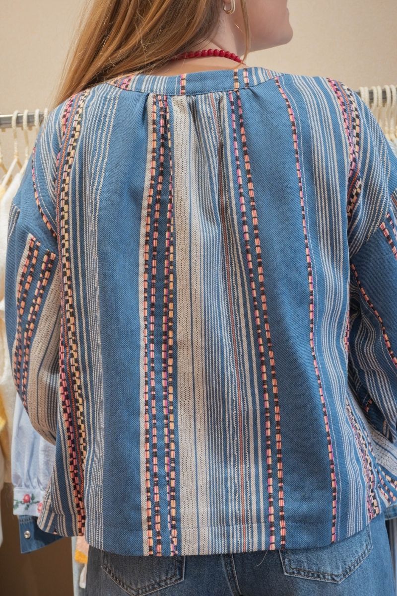 Veste Alyzia, couleur bleu, marque Orfeo, matière coton