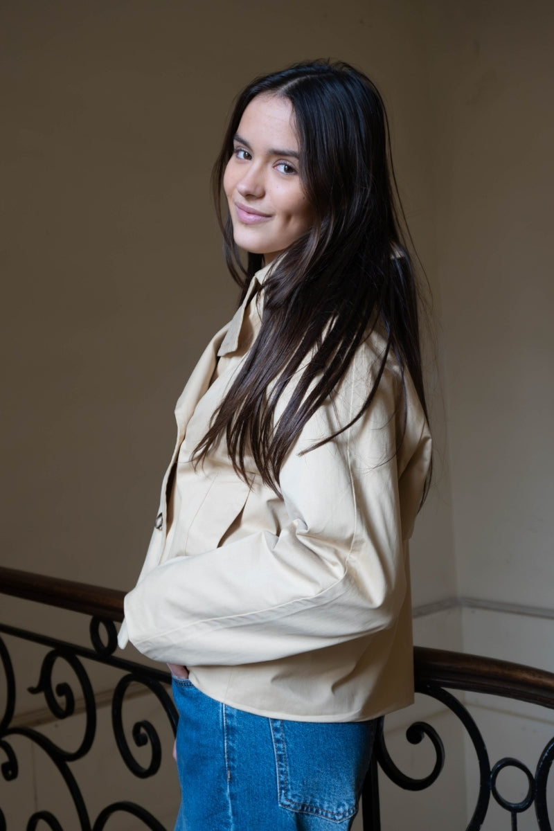 Veste Béatrice, couleur beige, trench court