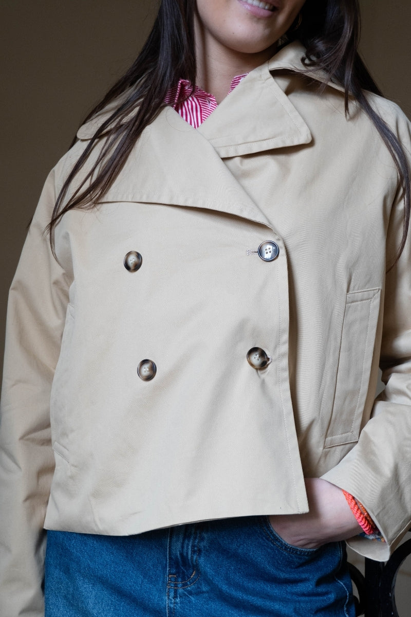 Veste Béatrice, couleur beige, trench court